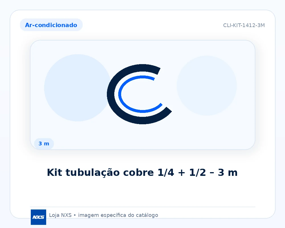 Kit tubulação cobre 1/4 + 1/2 – 3 m