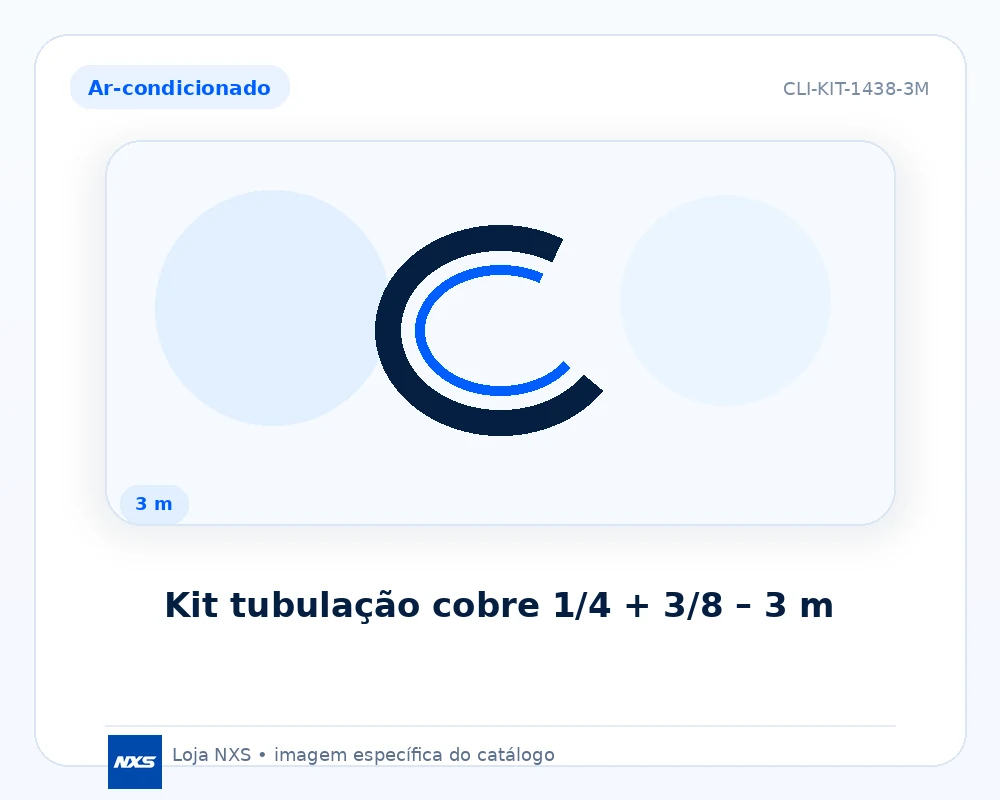 Kit tubulação cobre 1/4 + 3/8 – 3 m